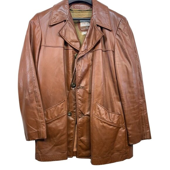 Vintage Cresco By Puritan Mens Brown Leather Jacket Size 44L With Lining & Pocke